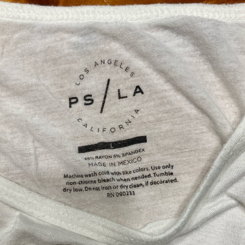 PacSun LA White Cropped Graphic Baby Tee T-Shirt Pacific Sunwear Logo Large - Picture 3 of 7